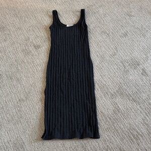 perfectwhitetee Black Ribbed Sleeveless Maxi Dress